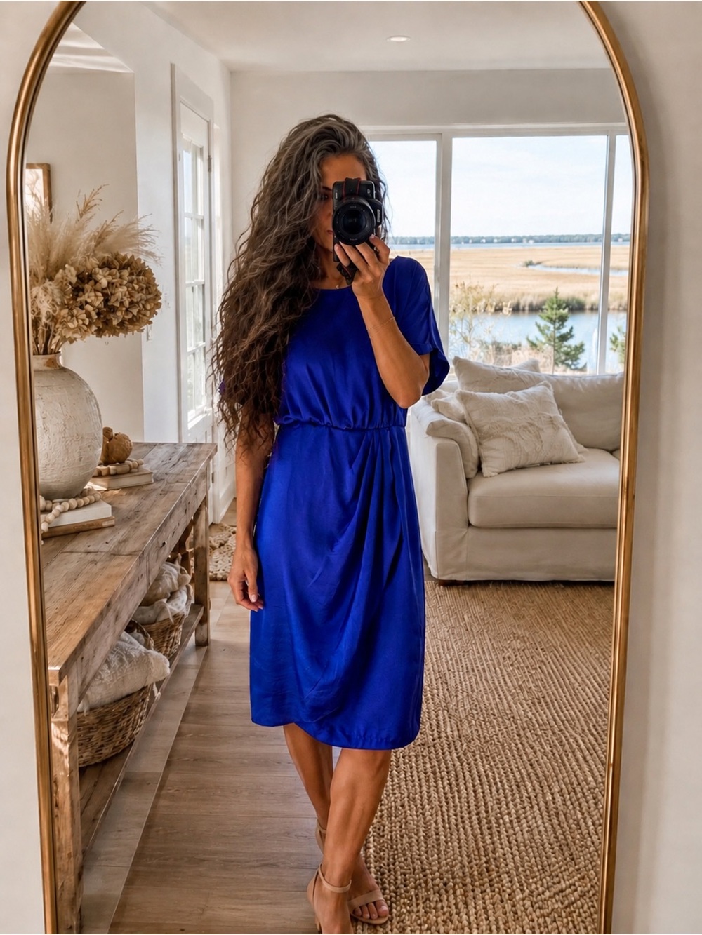 Maggy London Royal Blue metallic Formal Romantic Dress size 8